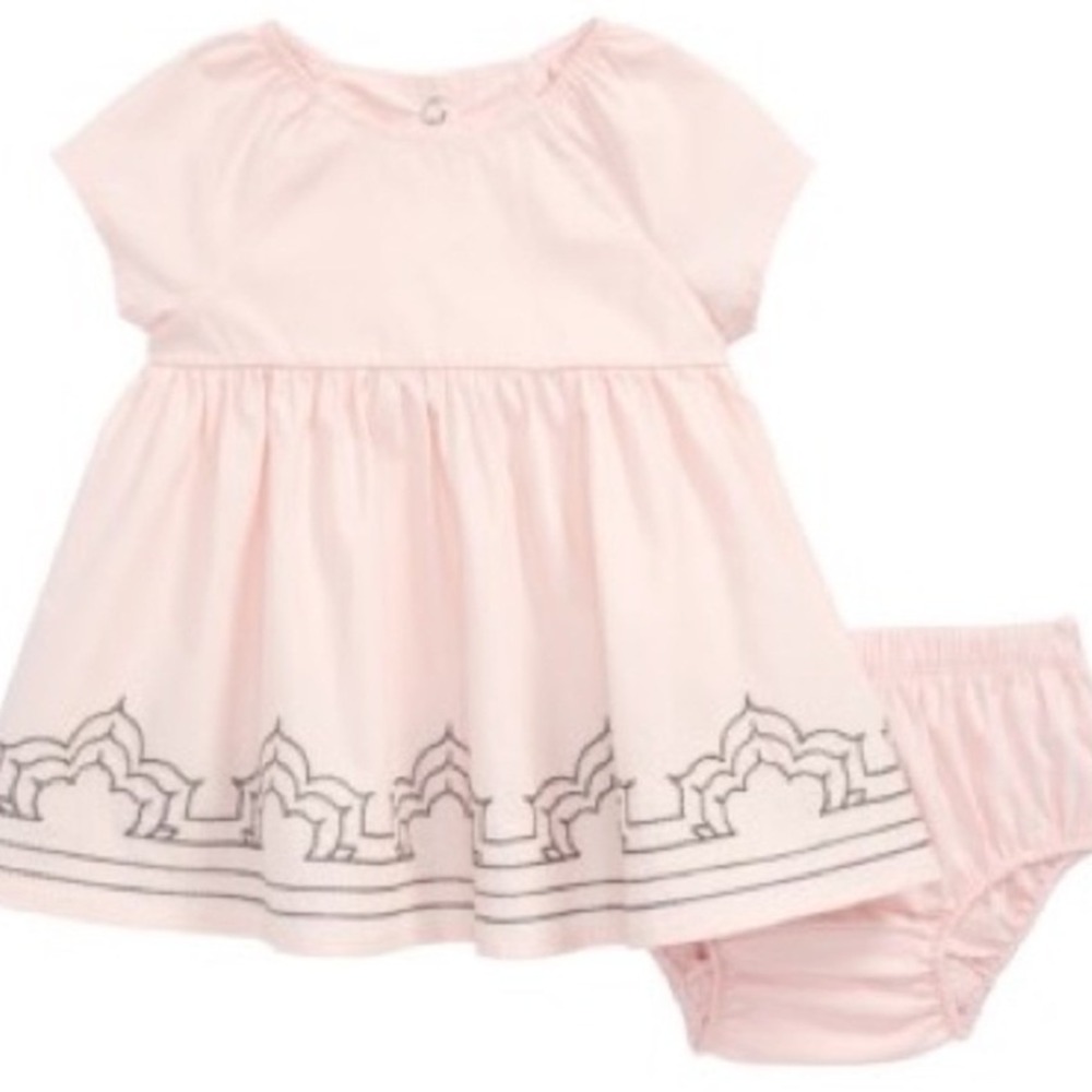 Robeez Girls' Casual Dresses  - Pink Geo-Trim Dress & Diaper Cover Set